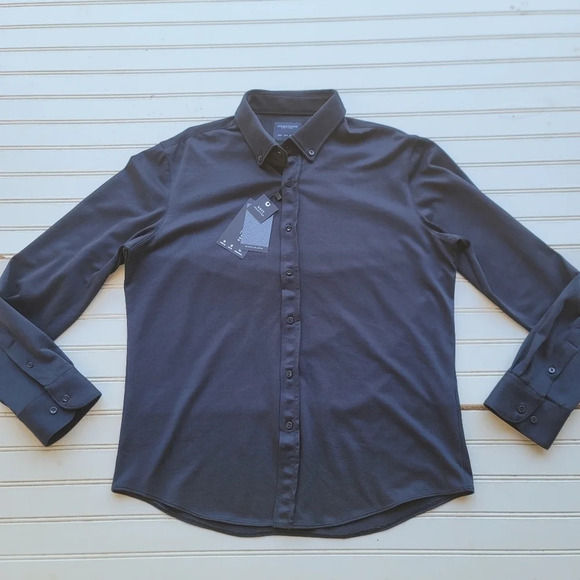 Denim & Flower Other - NWT Denim & Flowers Mens Size L Navy Blue Slim Fit Long Sleeve Button Up Shirt